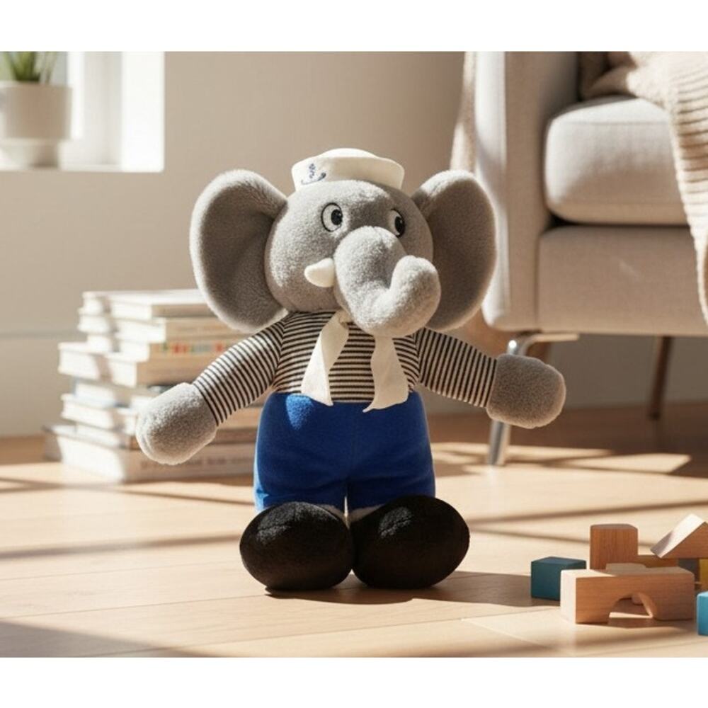 Vintage SOS Elephant Sailor Plush 12 Inches Tall